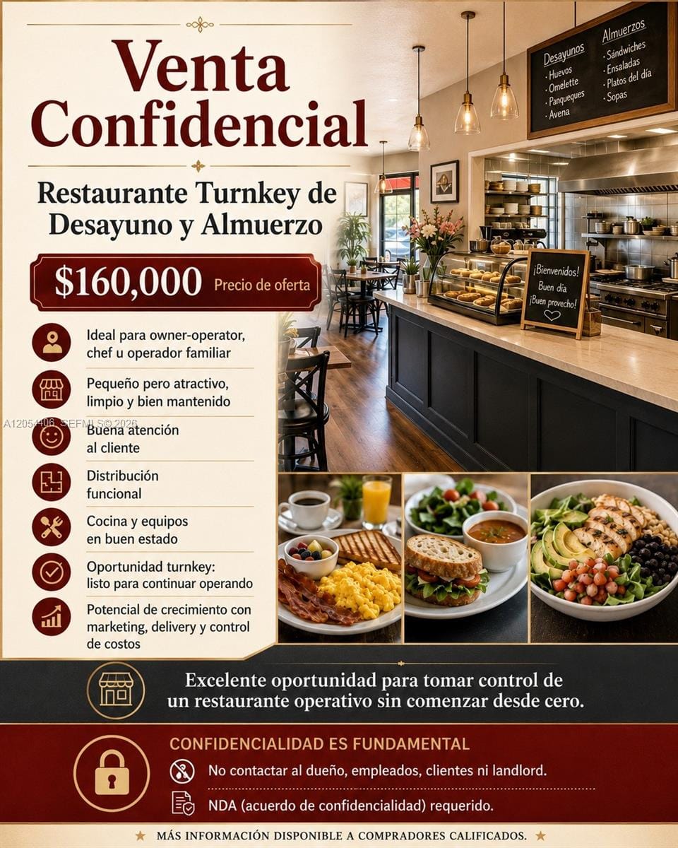 Confidential Turnkey Breakfast & Lunch Restaurant, Miami, FL 33165 photo 2
