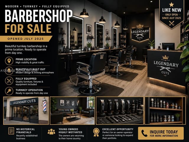 Turnkey Modern Barbershop In Prime Location, Fort Lauderdale, FL 33308